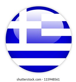 Greece flag button on white