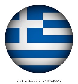 Greece flag button on a white background. Vector illustration.