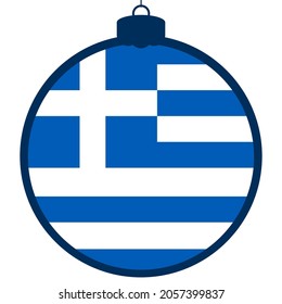 Greece flag - Christmas ball. Happy New Year and Merry Christmas card. 