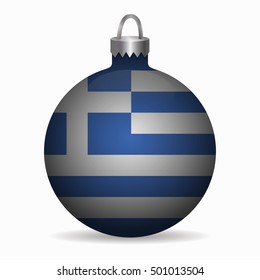 greece flag christmas ball vector