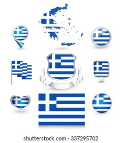 Greece Flag Collection. Vector icon set.