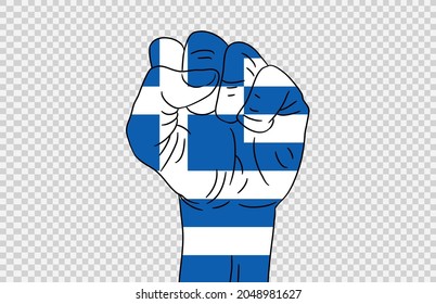 Greece flag colored hand isolated on png or transparent  background, Symbols of Greece template for banner,card,advertising ,promote,magazine,vector,top gold medal winner sport country