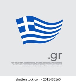 Greece flag. Colored stripes greek flag on a white background. Vector design of national poster with gr domain, place for text. Brush strokes. State patriotic banner of greece, cover