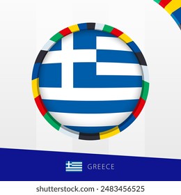 Greece Flag with Colorful Circle Border. Vector icon.