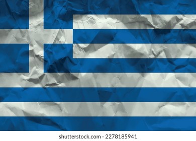 Greece flag crumpled paper background.