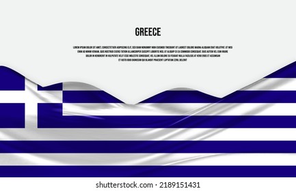 Diseño de la bandera de Grecia. Bandera griega ondeando satén o tela de seda. Ilustración vectorial.