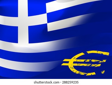 Greece flag with EU symbol .