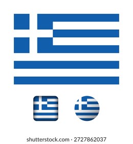 Colección de iconos planos de bandera de Grecia