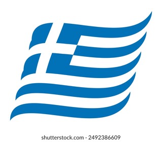 Greece Flag Flatters in the Wind Vector Illustration For Your Design, Logo or Product