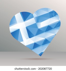 Greece flag in the form of heart