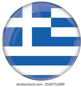 Greece flag with glossy rounded button for football team and national emblem