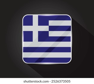 Griechenland Flagge glänzend quadratisch Symbol 