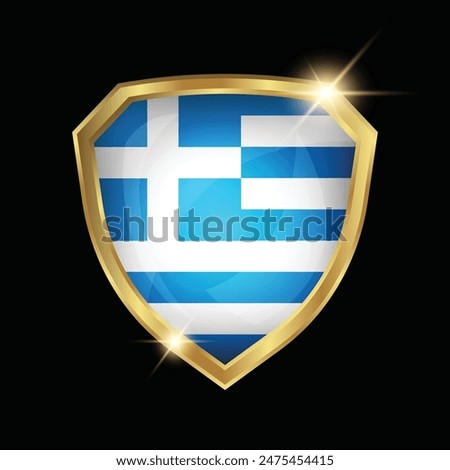 Greece Flag Golden Shield Logo