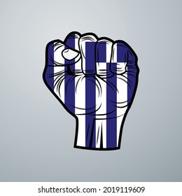 Greece Flag with Hand Design isolated on white background. Vector illustration