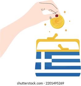 Greece Flag hand drawn