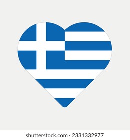 Greece flag heart country graphic element Illustration template design
