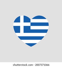 Bandera griega en forma de corazón vectorial amor a Grecia