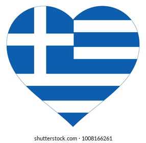 greece flag in heart vector illustration sign. Flag of greece in the shape of Heart with contrasting contour, symbol of love for his country or valentine day, patriotism.