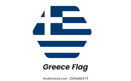 Icono de la bandera de Grecia con rayas azules y blancas y una cruz, presentada en un estilo plano moderno.