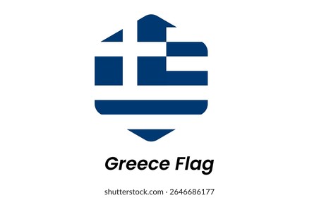 Ícone da bandeira da Grécia com listras azuis e brancas e uma cruz, apresentado em um estilo plano moderno.