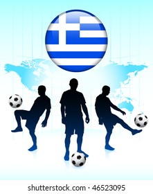 Greece Flag Icon on Internet Button with Soccer Team Original Vector Illustration