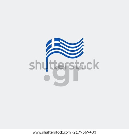 Greece flag icon. Original simple design of the greek flag, map marker. Design element, template national poster with gr domain. State patriotic banner of greece. Vector illustration