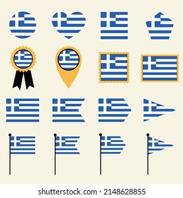 Icono de bandera de Inglaterra establecido en 16 versiones de forma. Colección de íconos de la bandera de Inglaterra con forma cuadrada, circular, corazón, triángulo, medalla, sello y ubicación.