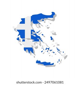 Greece - Flag inscribed in the contour of the country. Vector illustration.