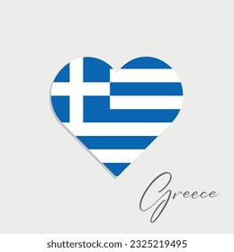 greece flag inside heart on gray background