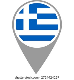 Pin de ubicación de la bandera de Grecia, bandera de Grecia en el pin de ubicación, puntero de mapa de Grecia en alta calidad
