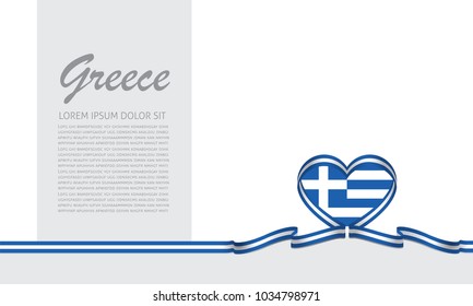 greece flag and love ribbon
