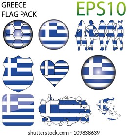 Greece Flag Map Pack - 9 in Total