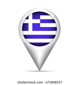 Greece flag map pointer with shadow. Vector illustration