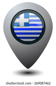 Greece Flag Map Pointer, Vector Illustration isolated on White Background. 