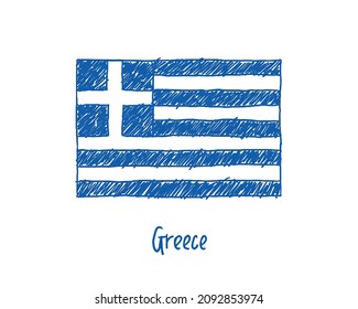 Marcador de bandera de Grecia o vectores de ilustración de esbozo de lápiz