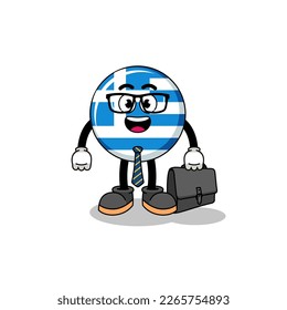 greece flag mascot as a businessman , character design