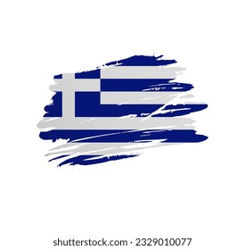 Greece flag - nation vector country flag trextured in grunge scratchy brush stroke.