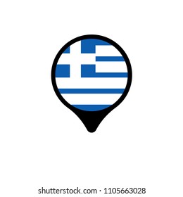 Greece flag and navigation icon.Greece here. map pointer