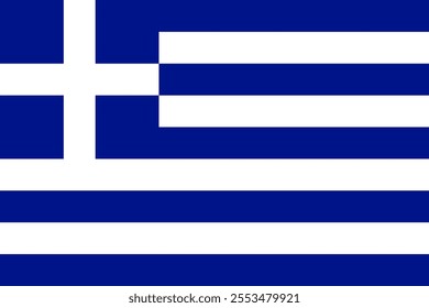 Greece flag in official colors, dimensions and aspect ratio. Vector flag symbolizing national pride, identity, heritage, patriotism and authority