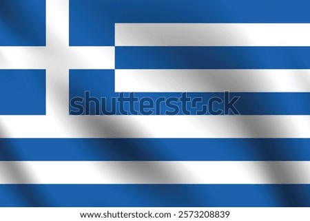 Greece flag official colors and proportion digital vector illustration. Pleated flag.