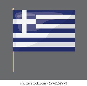 Greece flag. Flag on a gray background. Art style.