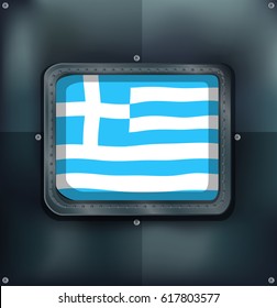 Greece flag on metal wall