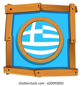 Greece flag on round button illustration
