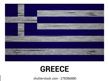 Greece flag on wood texture background - vector illustration