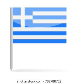 Greece Flag Pin Vector Icon - Illustration