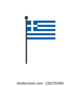 greece flag with pole icon vector isolated on white background