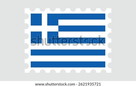 greece flag postage stamp isolated on gray background.