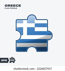 Piezas del rompecabezas de la bandera griega. ilustración vectorial aislada en fondo blanco