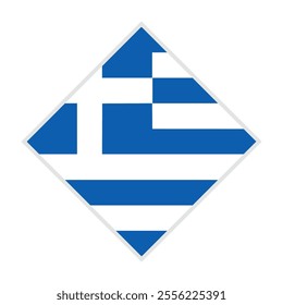 greece flag - rhombus shape icon on white background	