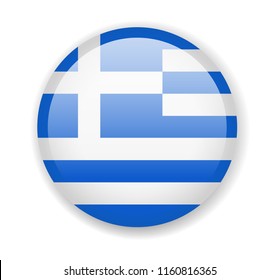 Greece flag. Round bright Icon. Vector Illustration